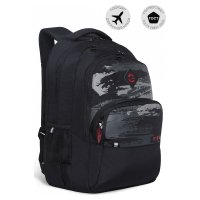 Рюкзак школьный GRIZZLY с двумя отделениями RU-230-7/1 черно-серый