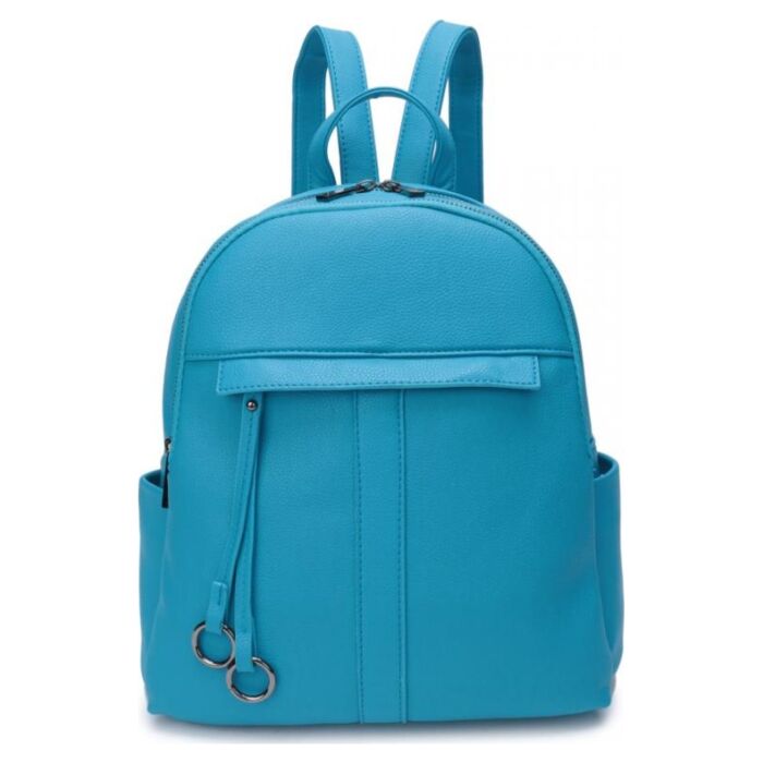 Рюкзак кожаный OrsOro DW-819/3 женский на молнии с двумя отделениями голубой 