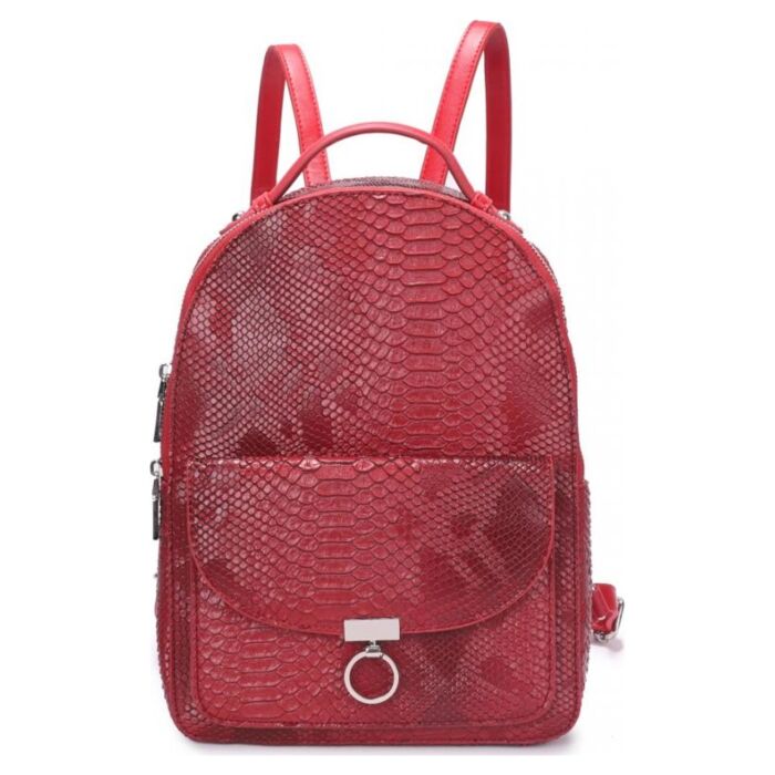 Рюкзак кожаный OrsOro женский на молнии с одним отделением DW-847/4 красный 