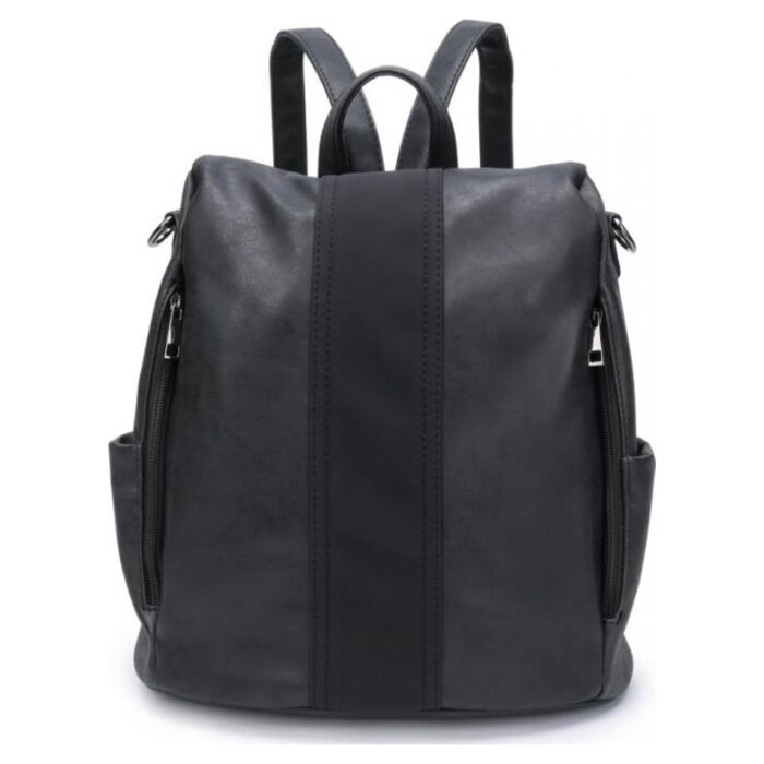 Рюкзак кожаный OrsOro женский с молнией у спины антивандальный DW-820/3 черный 