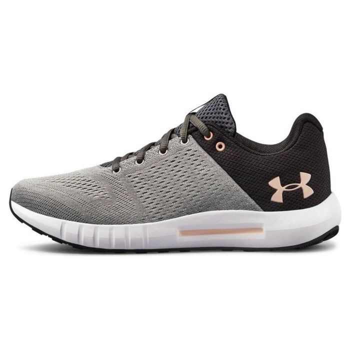 Кроссовки женские Under Armour Micro G Pursuit Steel / Black / Flushed Pink 3000101-112 низкие текстильные серые 