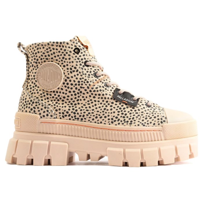 Ботинки женские Palladium Revolt Safari Sand Print 98618-267 высокие бежевые 