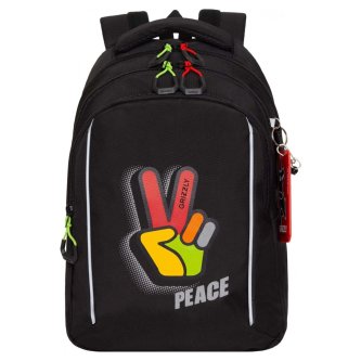 Рюкзак школьный GRIZZLY с двумя отделениями RB-452-4f/2 черный