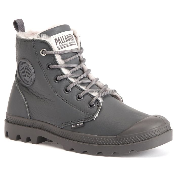 Ботинки женские Palladium Pampa Hi Zip S 96441-074 кожаные зимние серые 