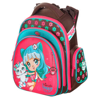 Школьный ортопедический рюкзак для девочек Hummingbird TK51 с мешком для обуви розовый