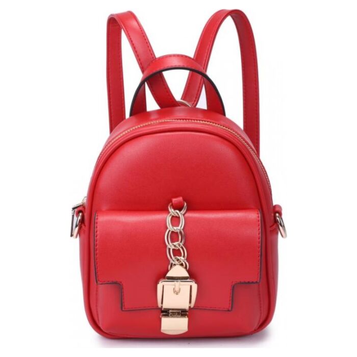 Рюкзак кожаный OrsOro женский на молнии с одним отделением DW-822/3 красный 