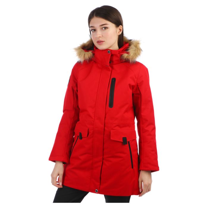 Куртка женская Anta 86846971-2 повседневная пуховая удлинённая с капюшоном на меху красная 