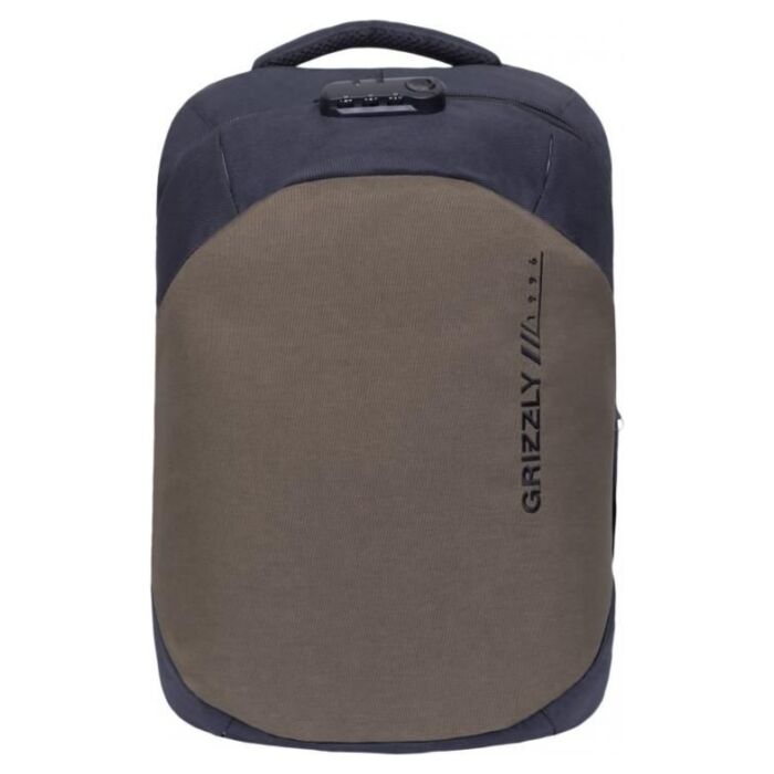 Рюкзак молодежный GRIZZLY RQ-920-2/2 мужской с отделением для ноутбука и USB удлинителем черный - хаки 