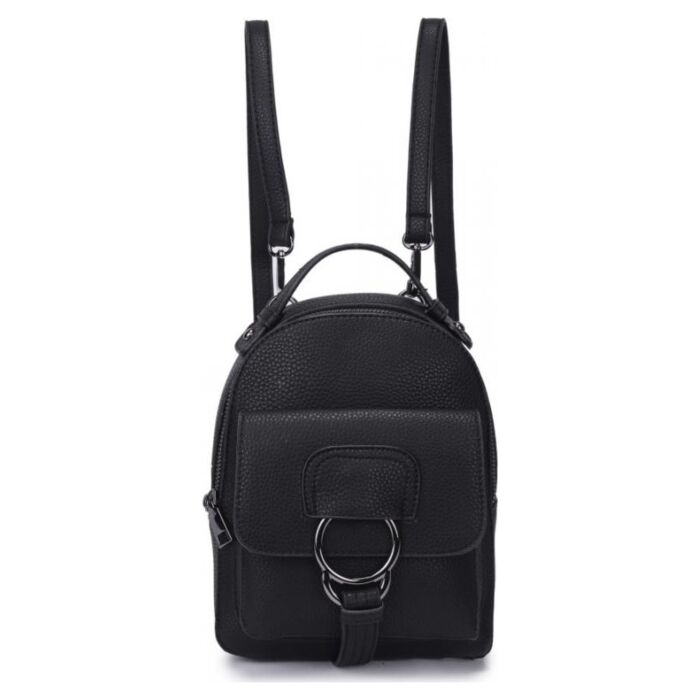 Рюкзак кожаный OrsOro женский на молнии с одним отделением DW-824/1 черный 