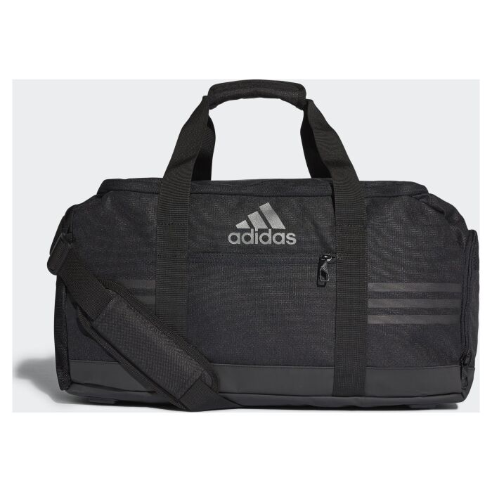 Сумка спортивная Adidas 3-Stripes Performance Team Bag Small вместительная с регулируемыми ремнями черная AJ9997 