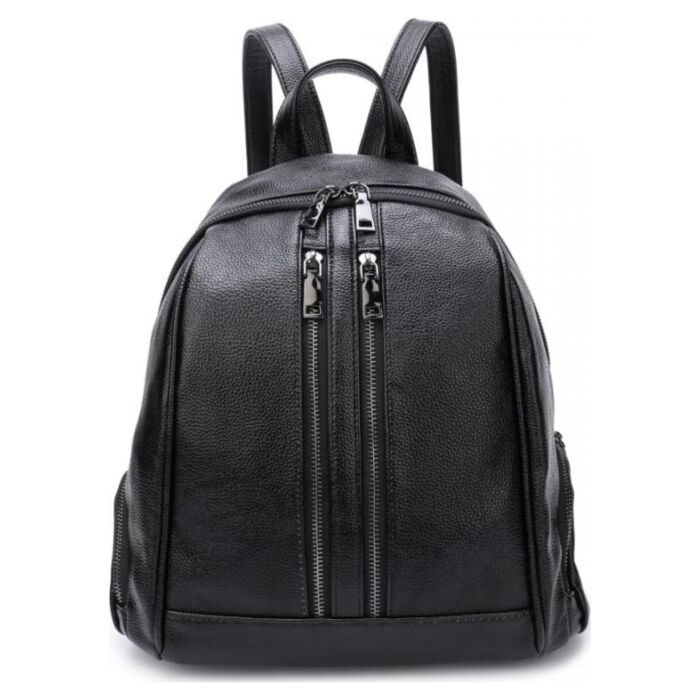 Рюкзак кожаный OrsOro женский на молнии с одним отделением DW-853/1 черный 