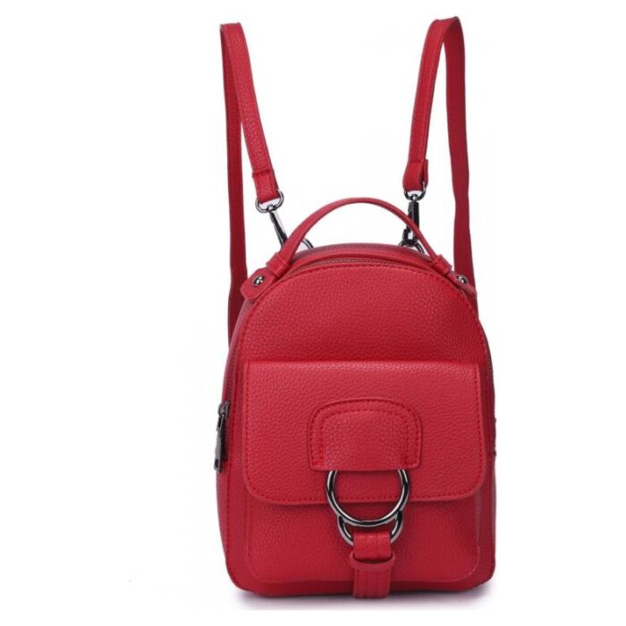 Рюкзак кожаный OrsOro женский на молнии с одним отделением DW-824/3 красный 