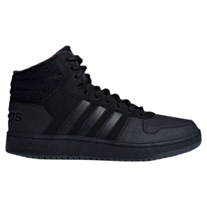 Кроссовки мужские Adidas Hoops 2.0 Mid Cblack/Cblack/Carbon B44621 кожаные баскетбольные черные 
