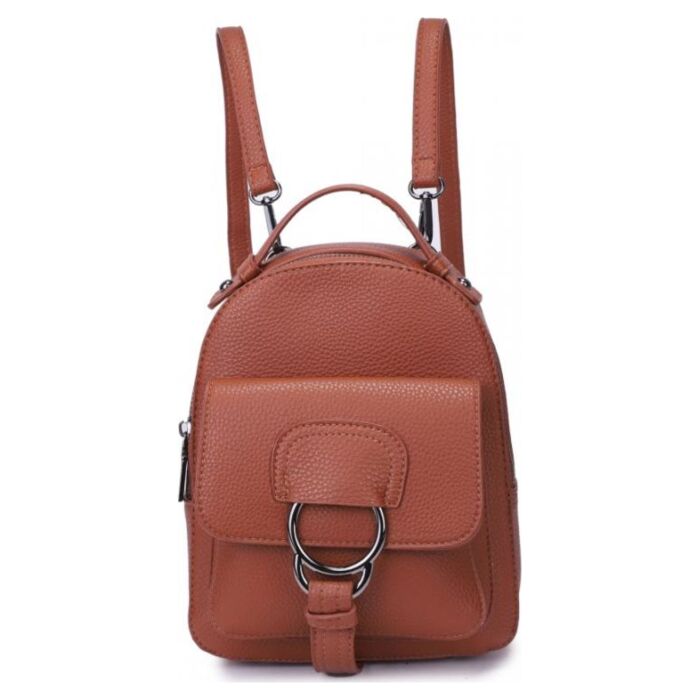 Рюкзак кожаный OrsOro DW-824/4 женский на молнии с одним отделением коричневый 