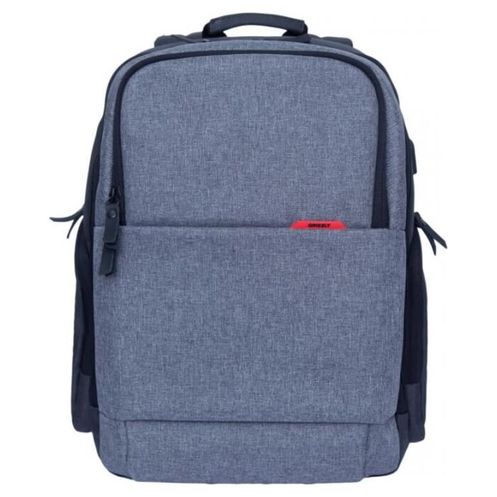 Рюкзак молодежный GRIZZLY RQ-921-1/2 мужской с отделением для ноутбука и USB удлинителем серый 