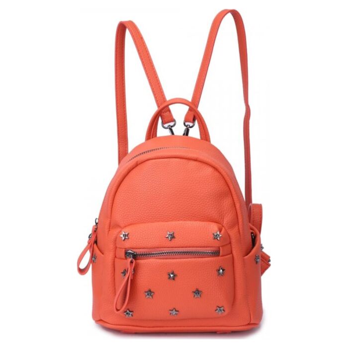 Рюкзак кожаный OrsOro DW-825/3 женский на молнии с одним отделением оранжевый 
