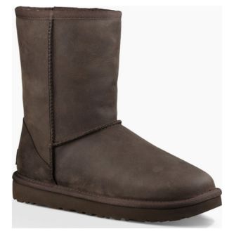 Угги UGG Classic Short Leather 1016559_BWST зимние кожаные коричневые