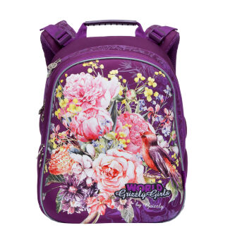 Школьный ранец GRIZZLY для девочек с ортопедической спинкой RA-779-2/1 фиолетовый