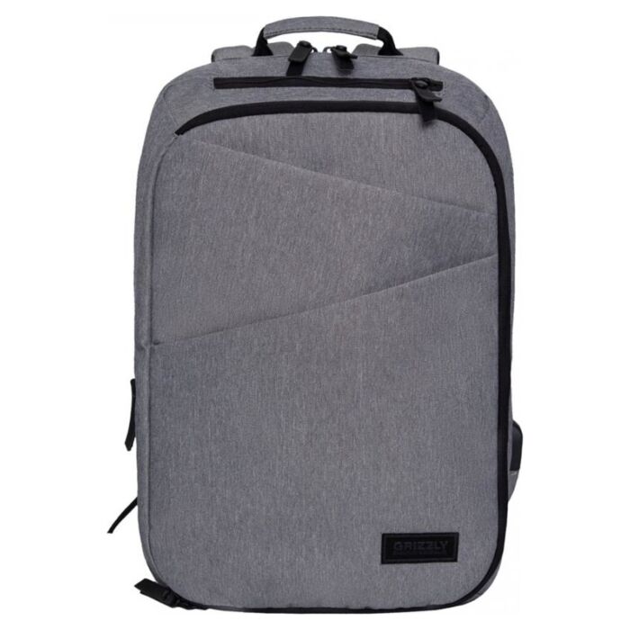 Рюкзак молодежный GRIZZLY RQ-016-1/1 мужской на молнии с двумя отделениями серый 