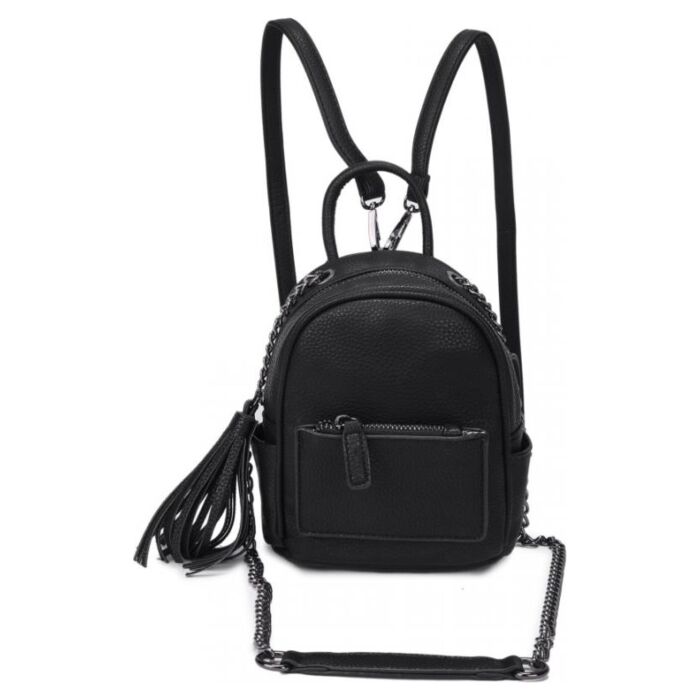 Рюкзак кожаный OrsOro женский на молнии с одним отделением DW-826/1 черный 