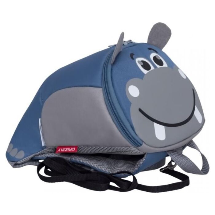 Рюкзак детский GRIZZLY для мальчиков с укрепленной спинкой и стяжкой-фиксатором RS-991-1/3 бегемот 